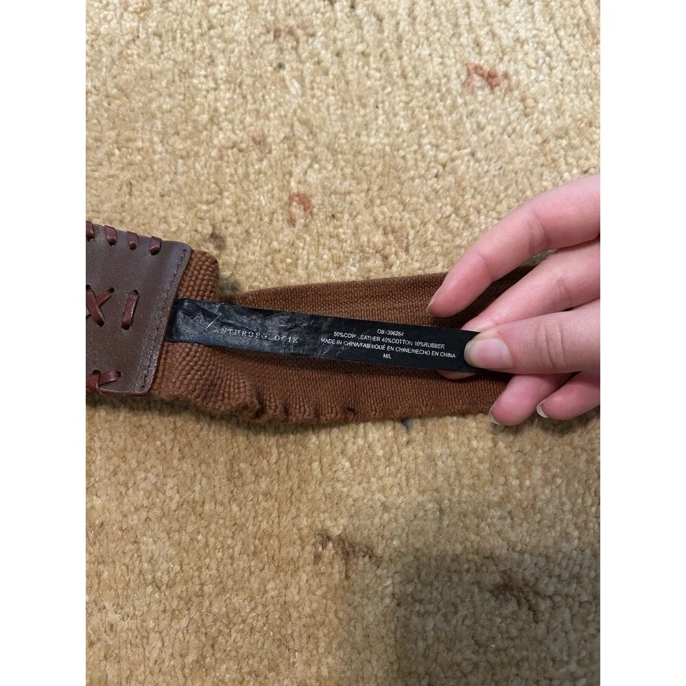 Anthropologie Brown Suede Leather Western Chunky Belt Size M/L Boho Cowgirl